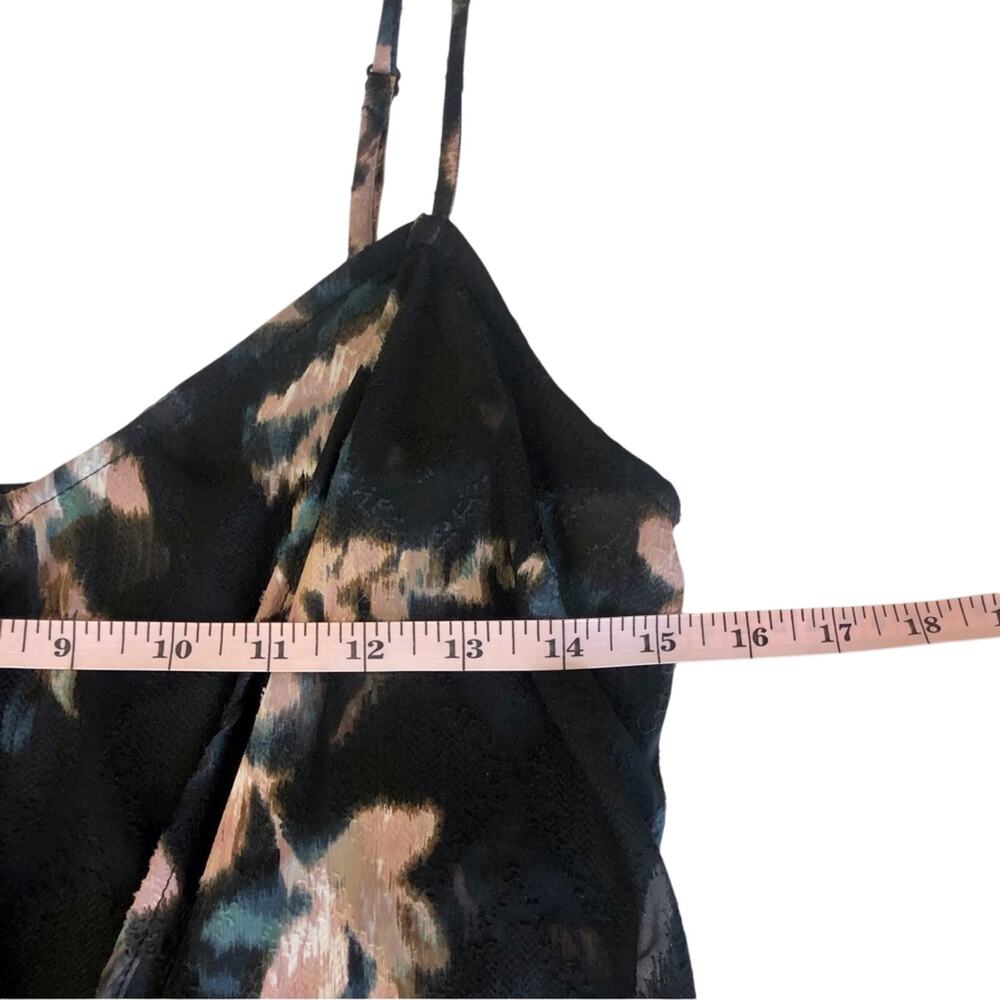 NWT Willow & Clay Black Floral Tank Top Front Tie Spaghetti Strap Lined - Picture 9 of 16